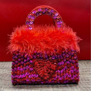 Christmas Red Sequins Purse Ornament - NEW